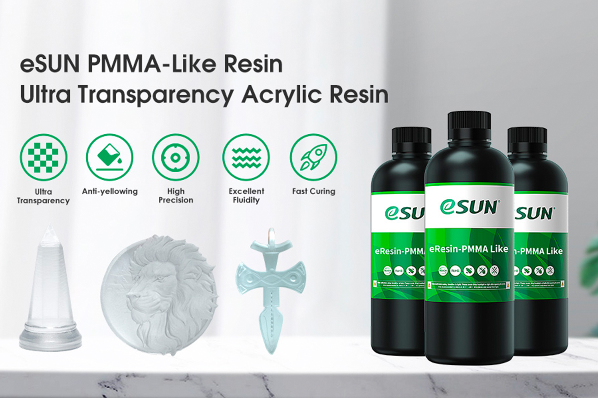 Фотополимерная смола ESUN PMMA Like Resin, 1кг Прозрачный — изображение 2